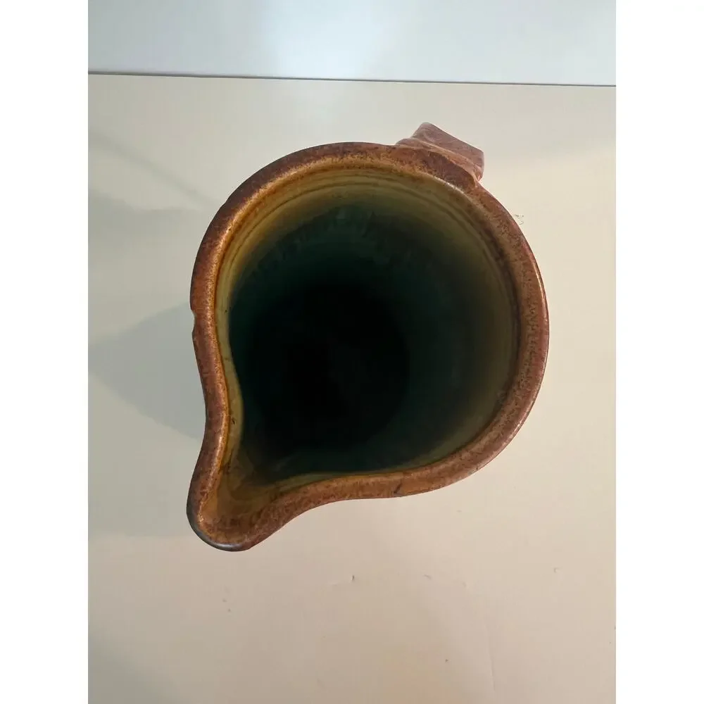 Vintage Mid-century Rare Salt Glaze Pitcher Double Handle Unique JL